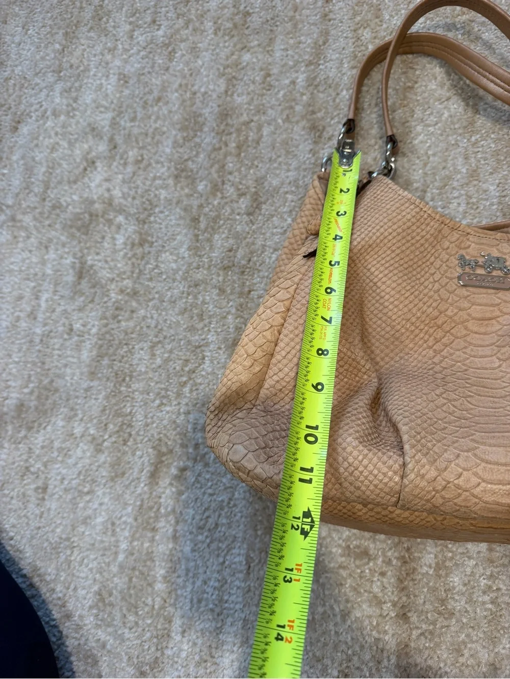Coach Tan Embossed Snakeskin Leather Shoulder Bag